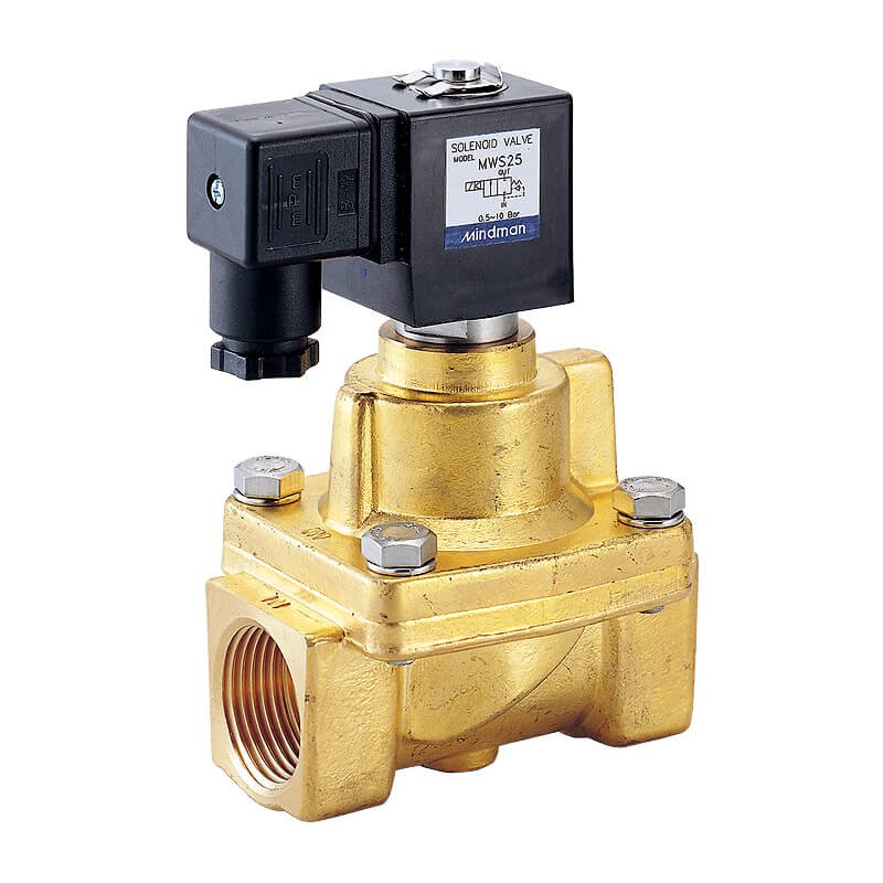 Mindman MWA_MWH_MWS Series: 2-Port 2-Position Pilot Piston Solenoid Valve(N.C. Type,Applicable Air/Water/Gas,Forged Brass Body) - MWA-10-N-4-F-AC110